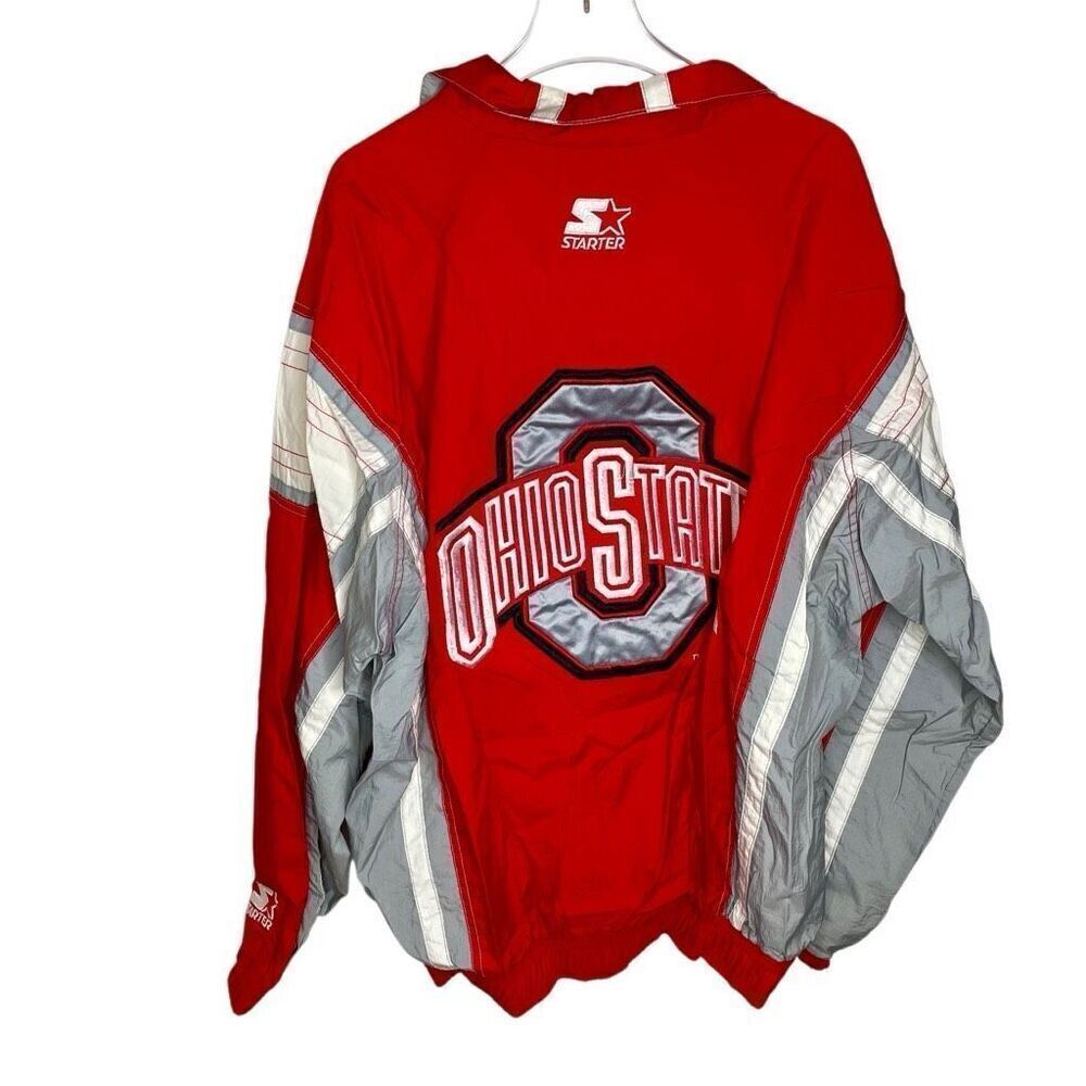 Vintage 90s Starter Ohio State University Jacket Red Buckeyes Medium M Full‎ Zip
